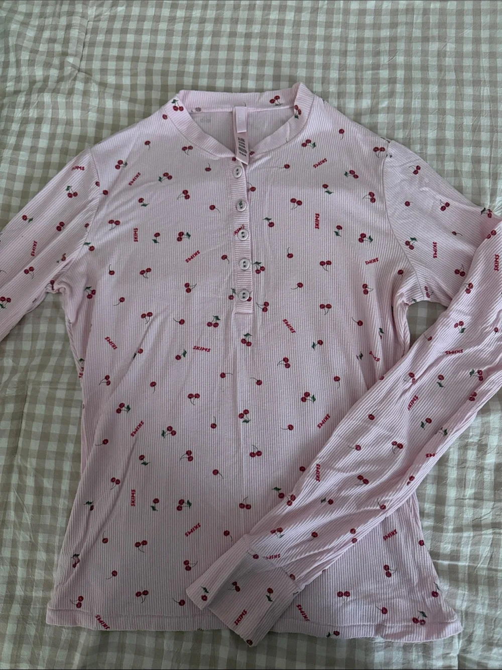 Skims Pink Cherry-Print Long Sleeve Pajama Set - Picture 2 of 7